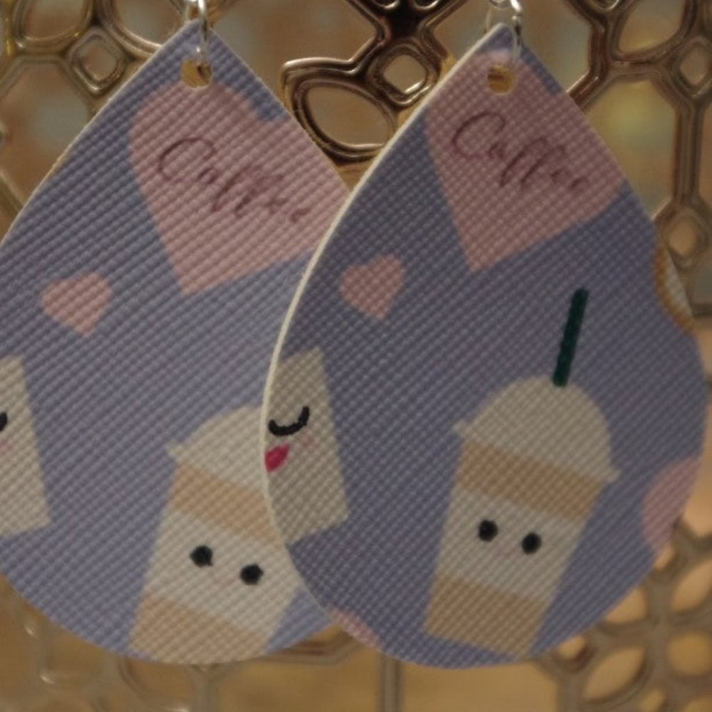 Coffee and Donuts Teardrop Earrings